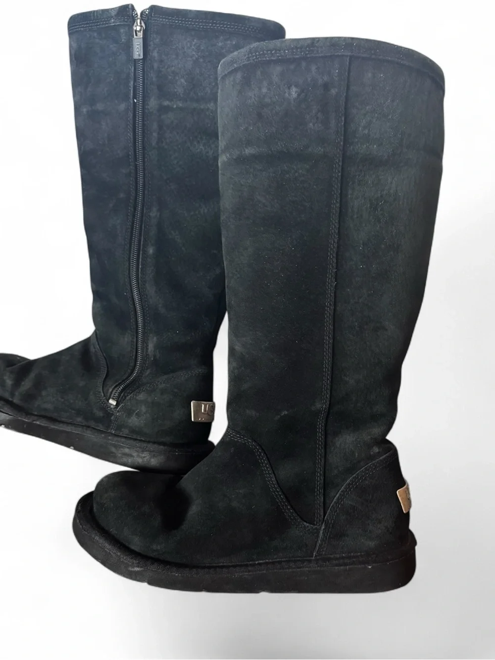 UGG Black 1891 Suede Knee-High Zip Boots Size 8
